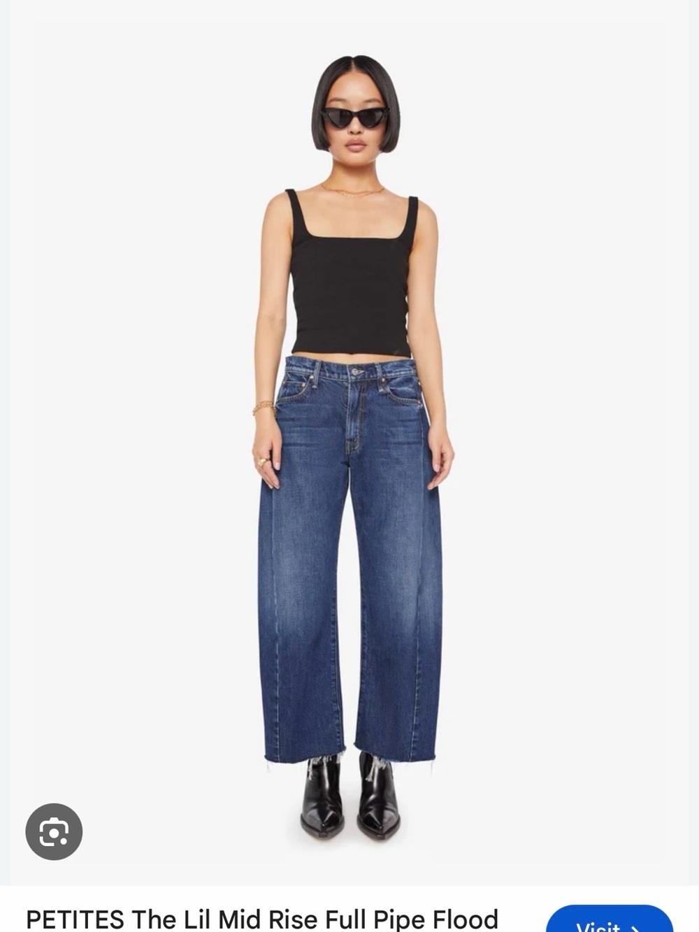 MOTHER Wide Leg Mid-Rise Jeans in Dark Blue